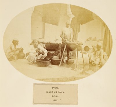 Dyers, Mahomedans, Delhi, from The People of India, by J. Forbes Watson, published 1868 by English Photographer